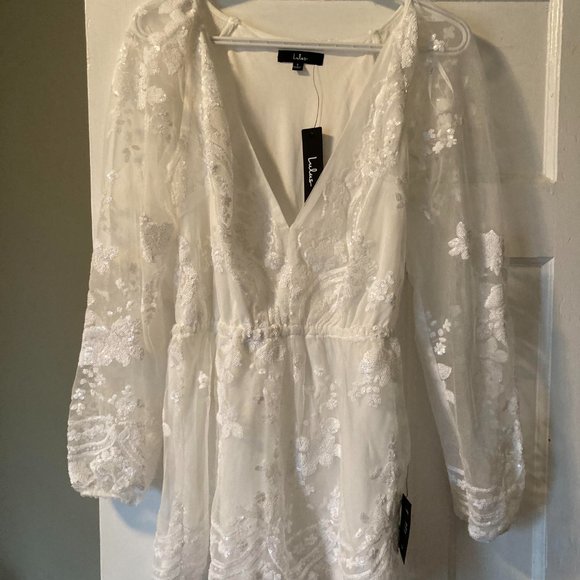 White sequin Lulu's romper - Picture 3 of 3